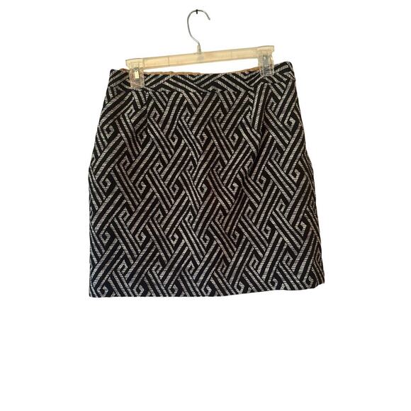 Banana Republic Heritage Geo Jacquard Mini Skirt Black White | Size 8 - Picture 1 of 8